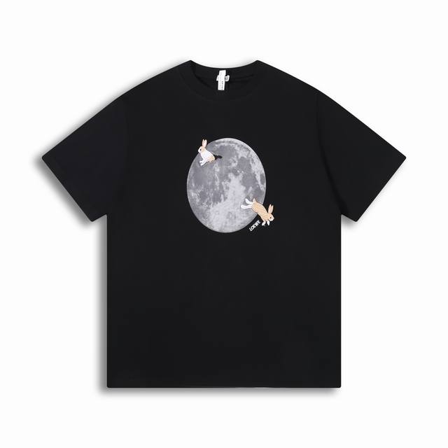 正确版高品质 Loewe罗意威新款2025Ss月亮兔子刺绣圆领短袖T恤 Size:Xs S M L