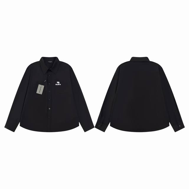 款M815 巴黎 Balenciaga新款巴黎世家衬衫Blcg24Ss新款衬衫长袖套头高品质版型刺绣字母图案 宽松大廓型设计 基础衬衫百搭一年四季都能穿 万能搭