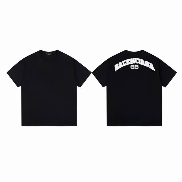款M 巴黎世家双B短袖120 Balenciaga 24Fw 巴黎世家后背双B立体贴布刺绣大字母Logo短袖 精选高精度 G双纱面料 清爽丝滑透气 告别厚重感