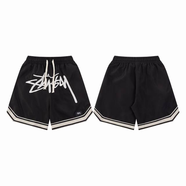 款D06 斯图西短裤120 顶级版本Stussy Fw 斯图西夏季巡游款裆前大字母Logo刺绣织带短裤 尺码：S M L Xl