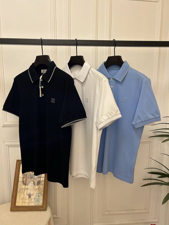 新品Hermes爱马仕- Ss春夏新品，男士高端商务休闲马球短袖Polo衫，贸易公司渠道货，纯血统品质，品相完美如斯！极具奢华设计的一枚白金级单品，极符合H家美