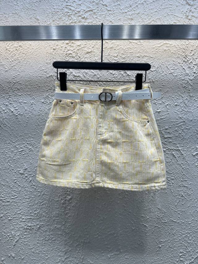 qx.9723 Dio 25夏季新款印花定制牛仔面料半裙 工艺洗水带里衬 一色