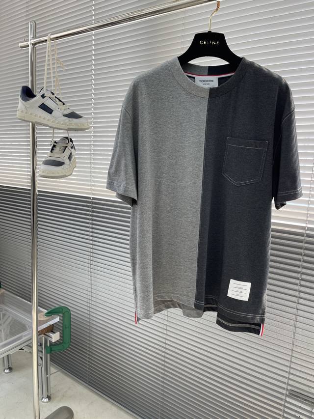 tb 左右灰拼短袖 明线Fummix拼色Tee 简单且复杂的款式 明缝线特费功夫 细节满满 码数：1.2.3.4
