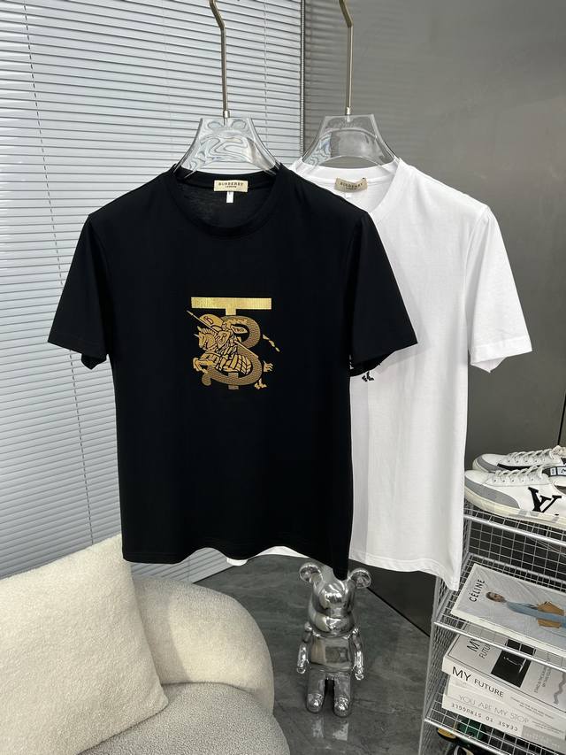 burberry巴宝莉 2025Ss春夏高品质丝光棉短袖T恤 M-6Xl可穿至230斤 顶级原单品质，当下最新工艺要求，顶级订单要求车线做工，超级好搭配，顶级定