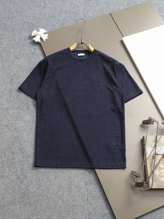 burberry Bbr 巴宝莉 微宽版型Xs-L 新款独家限定 25年最新最顶级 个性拼接 经典战马印花Logo暗纹毛巾提花绣字母Logo 双袖后背格纹贴布