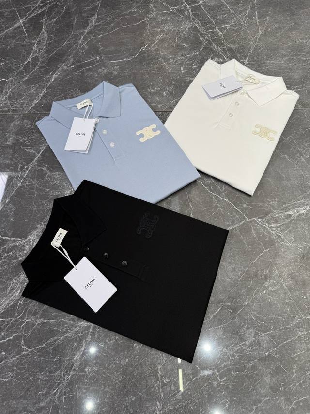 celine 25Ss夏季男士休闲Polo！采用最新的鲜活色彩打造的标识！！胸口3D刺绣打造灵动生趣的品牌力量.让品牌更具看点与规格，有着莫名的吸引力让人一眼看