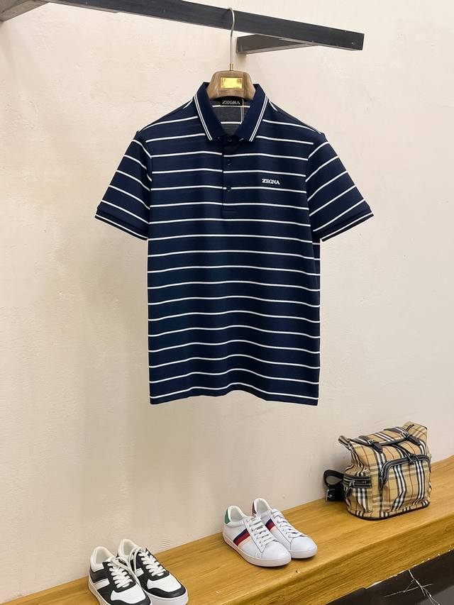 开春新品 杰尼亚 %新疆长绒棉 面料柔软舒适透气 夏季 限量款短袖Polo系列 -4Xl