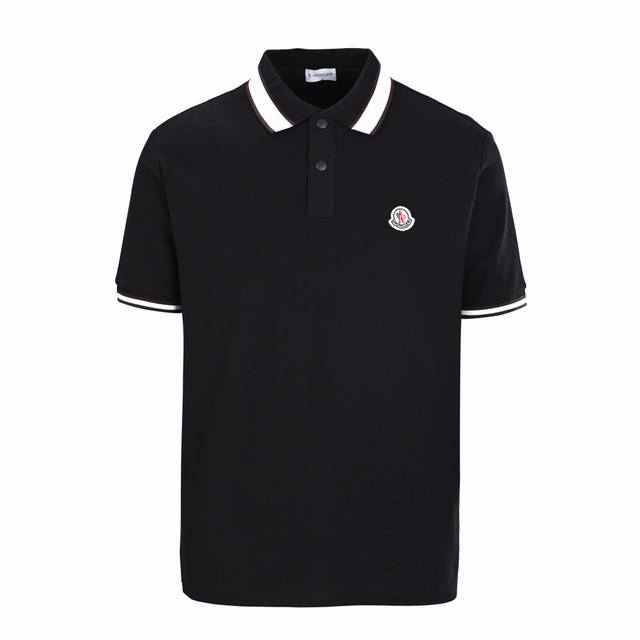 高版本 Moncler蒙口Mc 咖领扣短袖Polo衫 采用原版 G定制珠地面料 螺纹同缸定染对格对纹零色差。纽扣原版1:1开模定做，领子颜色，尺寸比例还原原版。