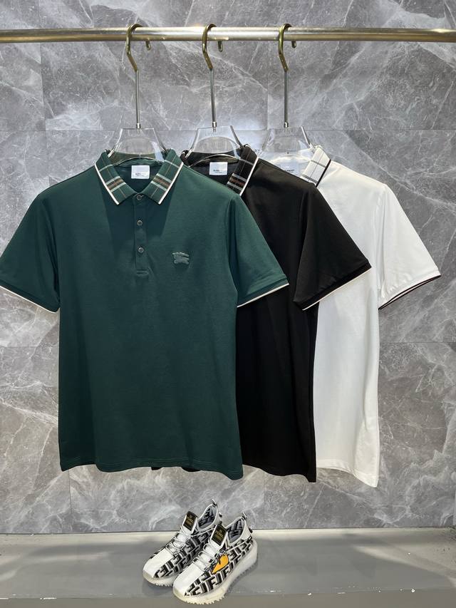 burberry巴宝莉 2025春夏最新款翻领时尚短袖T恤，高级定制面料！贴肤舒适，丝滑透气，耐看又好穿，原厂工艺一丝不苟，型男必备单品，尺码：M-3Xl