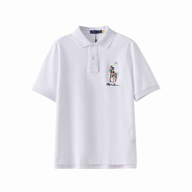 新品上新！ 拉夫劳伦夏季新款 十色标语大刺绣Polo，整体刺绣工艺原版一致，线色复杂，工人上线费时费力是普通刺绣时间两倍，只为还原品质