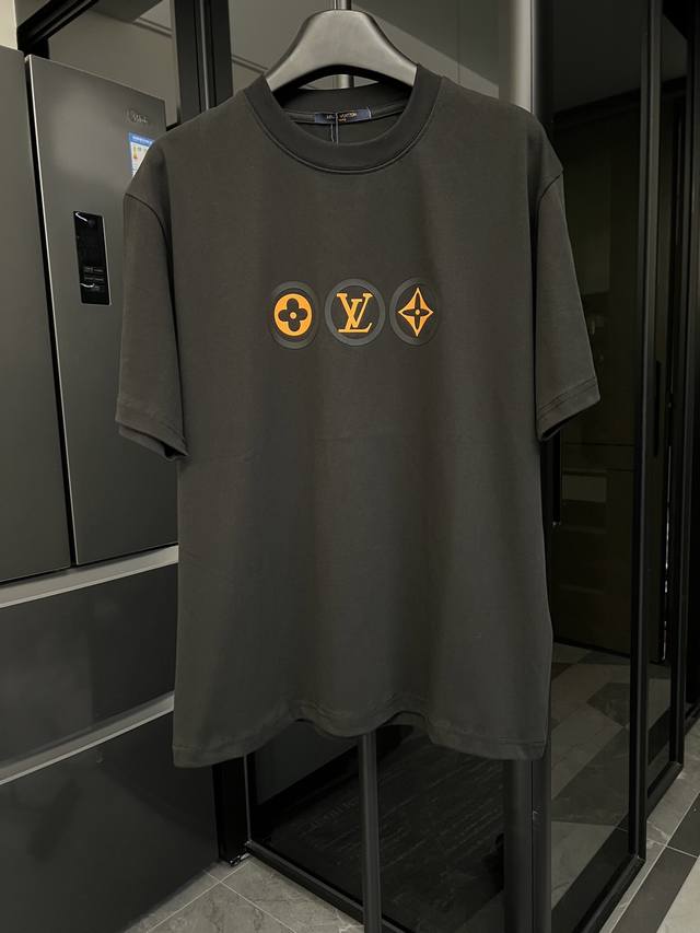 高端 Louis Vuitton 路易威登 25Ss 驴家硅胶+印花经典三花款短袖T恤 黑 重磅克重260G纯棉双纱面料 螺纹定织定染通肩拉条工艺增加衣物清洗寿
