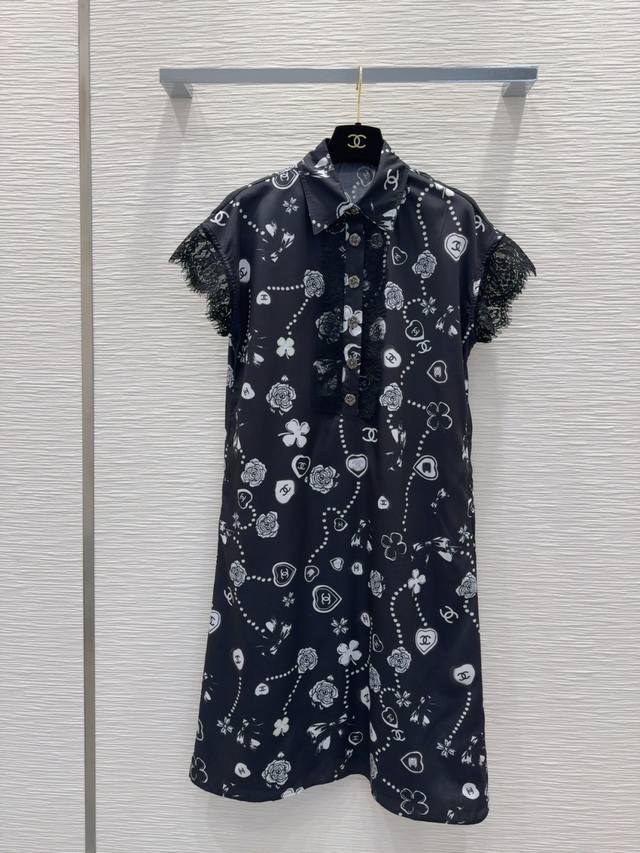 chane* 2025Ss新款印花连衣裙 时髦低调 气质又奢华高级！版型百搭不挑人，原版定制科技面料 做工品质看细节。白富美必入！强烈推荐。Sml S裙长105