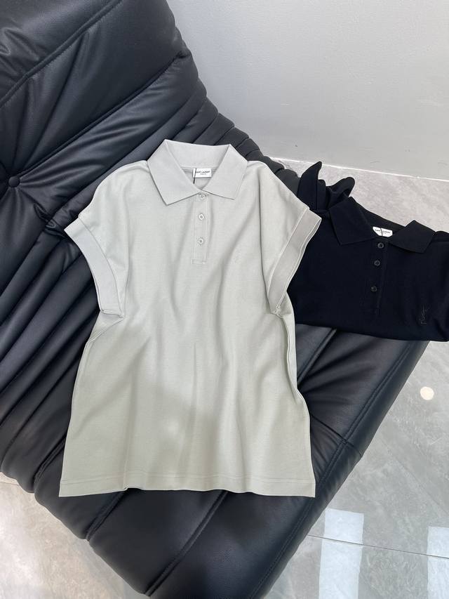 saint Lauren* 2025Ss春夏新款 字母刺绣珠地棉Polo衫丨独家Yb开发！高版出品！翻领Polo上衣剪裁 领口半开襟拉链处理 随意调节 配合常规