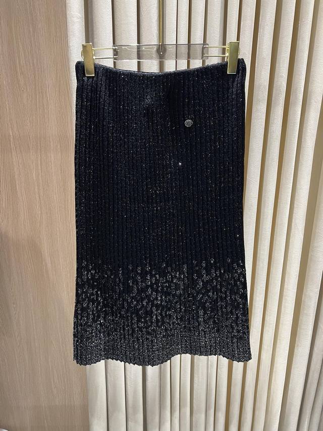 新品#Chan*25重工渐变亮片针织半裙 代工厂P原单渠道 Size：S-M-L Code：2503