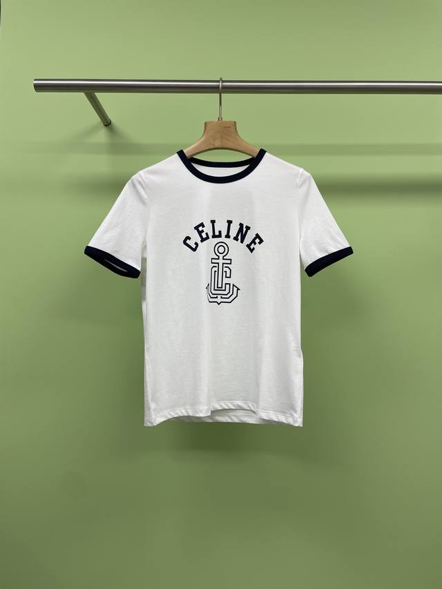celine 新款航海系列撞色字母短袖T恤，时尚界有着绝对地位的法国Celine，用奢侈表达时尚界对文化与运动的关心，代表了一种新的生活方式，凭借优秀品质获得潮