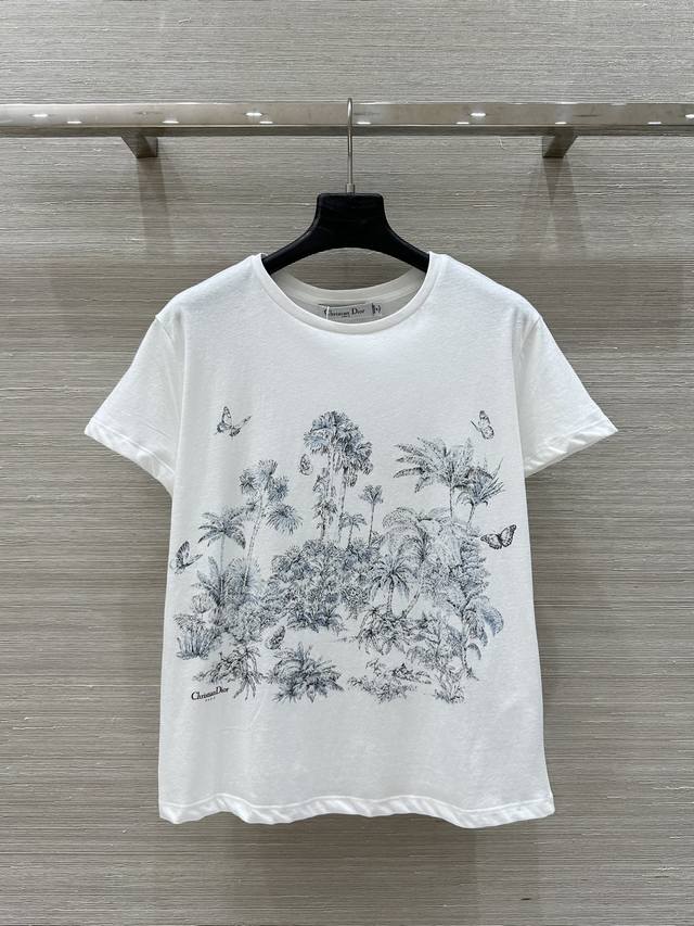 独家首发原单品质Miss D 25早春渡假新品Vessel 茹伊丛林花卉元素图案定位印花T恤！梦幻花园演绎无拘无束的自由灵魂田园风气质女神，原版定制进口洗水纯棉