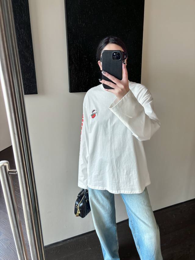 no Name上新 Hellokitty印花长袖T恤俏皮可爱的图案 超级减龄必备 Sml
