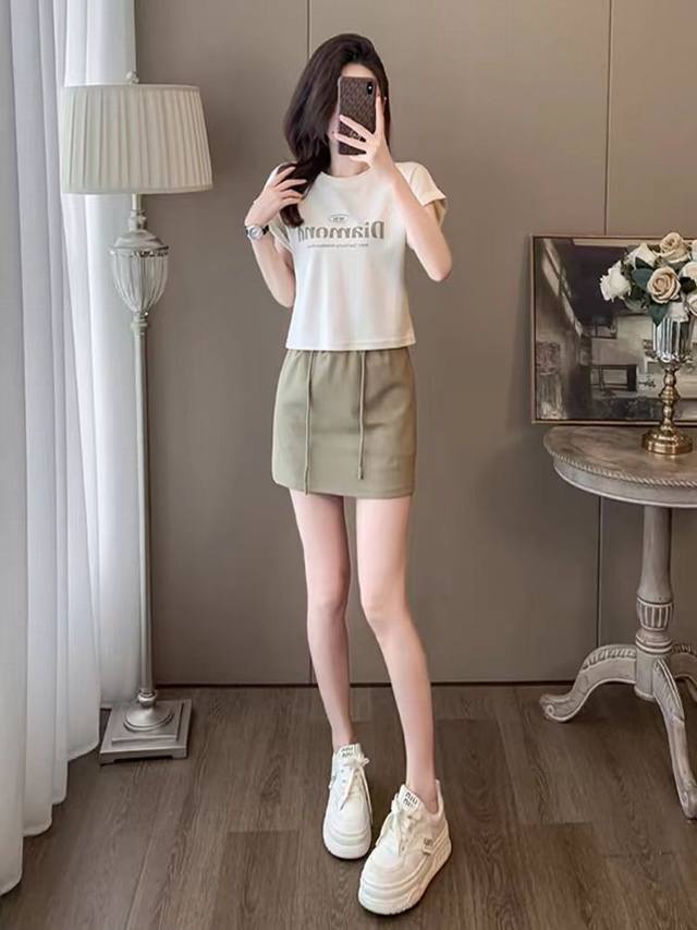 码数：S-M-L-Xl-Xxl 颜色：杏色~绿色 面料：棉 描述： 延长的连肩袖版型设计上衣轻松秀出纤细的手臂 独特的纹理撞色搭配套装 手感丝滑，亲肤，清凉舒适