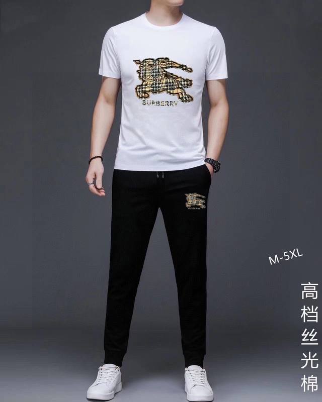 直 Burberry 巴宝莉 胖子福音 2025官网同款.世界知名奢侈品牌.夏季男士 双丝光 高品质货套装 采用进口原单面料 ，当季时尚潮流款，百搭爆款。简洁大