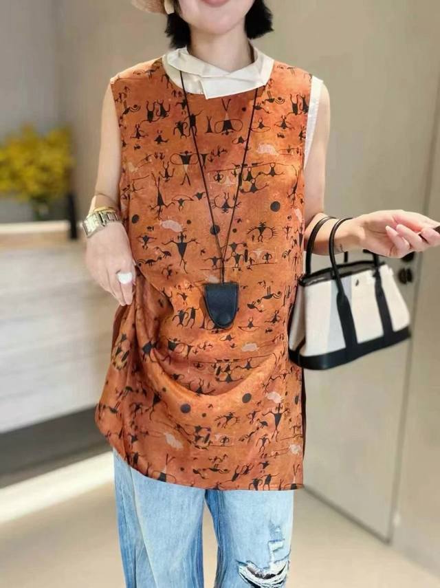 复古高级感橘棕色织锦提花背心裙 面料自带光泽和垂坠感 小A摆不过度蓬松又包容多种身形，整体呈现利落的随性感，叠穿内搭不显臃肿，高分实穿 Smlxl