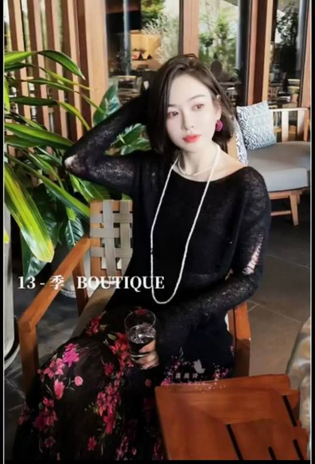 春夏日必备！法式高级复古印花压褶半身裙 摇曳生姿优雅迷人 质感黑底精美碎花 立体生动与众不同 营造独有的法式Feel和精致！Smlxl