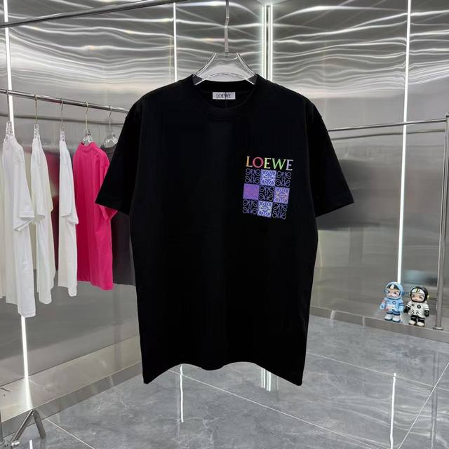 罗意威 2025春夏新款260克短袖T恤 个性印花 男女同款宽松版 S M L Xl Xxl 五个码 黑色 白色