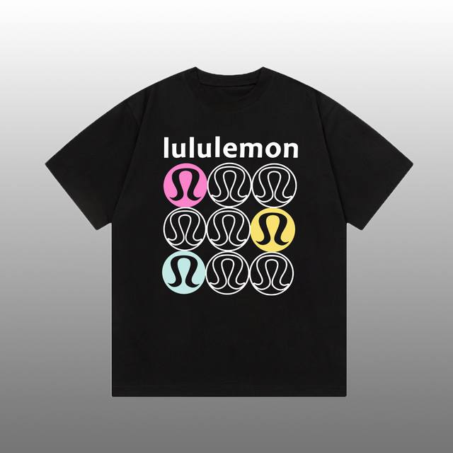 lululemon 露露 印花Logo百搭潮流短袖T恤 吊牌 领标 水洗唛 三标齐全 高端26S双纱面料男女同款 尺码：S-Xxl 颜色：黑色，白色