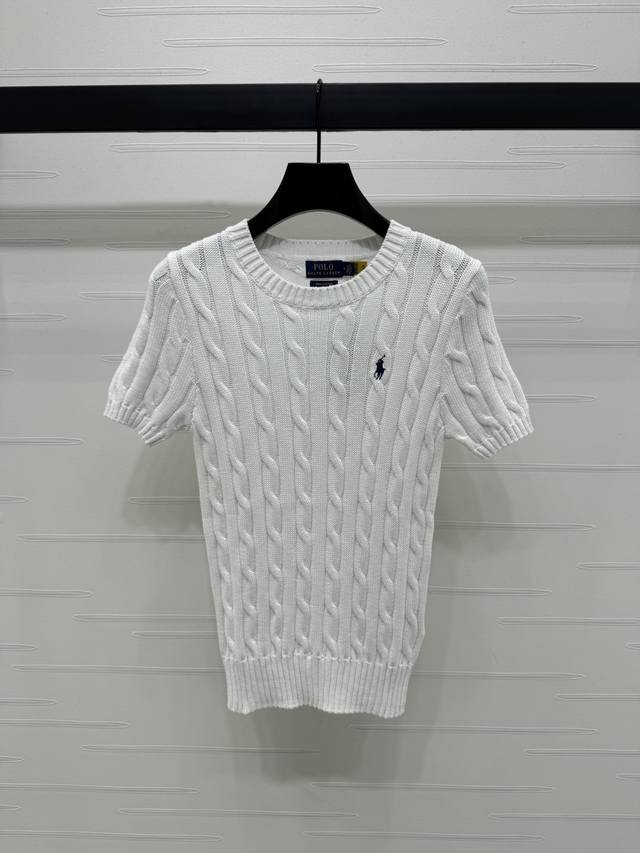 上新原单高端品质 Ralph Lauren Pol* 2025春夏最新系列！麻花钩织针织短袖！定制羊毛材质 通体麻花纹路钩织 层次丰富 穿出慵懒松弛感 胸前经典