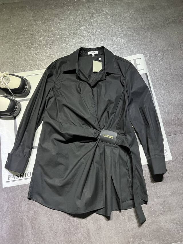 loew*罗意威 女士 垂褶棉质衬衫裙出货，陈都灵同款，府绸衬衣面料，都是用好的材料，独家大货，Sml