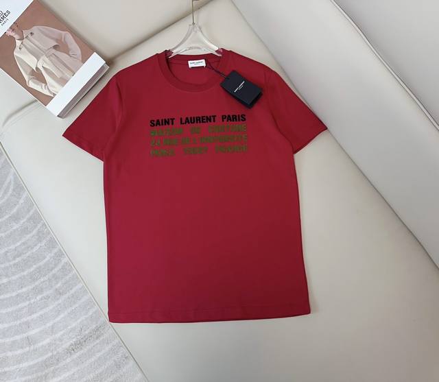 ys*新款植绒字母Logot-Shirt 定制纯棉面料 柔软舒适 亲肤透气 采用植绒字母点缀 洋气百搭 减龄必备款 最高品质 欢迎对比 白色 红色 黑色 Sml