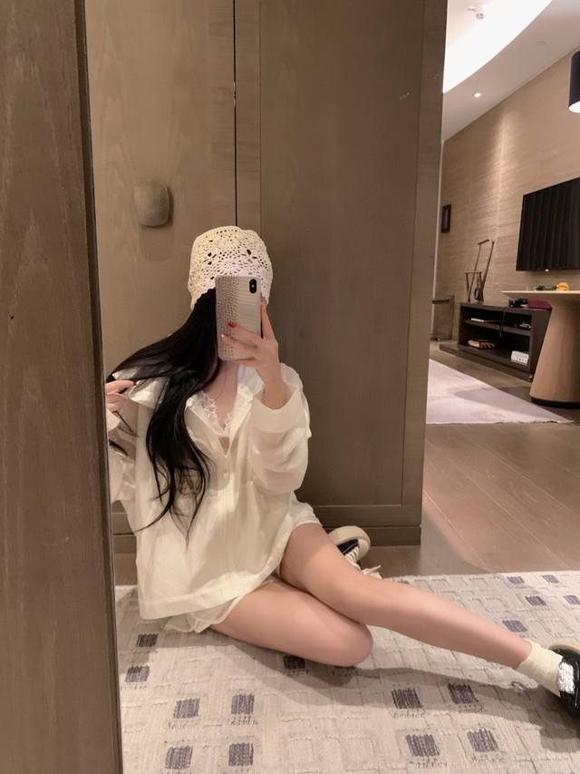 套装小香中古连帽外套短裤套装～～天丝麻棉。Sml
