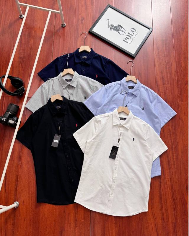 供 专柜同款 ralph Lauren 拉夫劳伦男士经典衬衫短袖纯色牛津纺修身休闲夏季衬衣. 颜色 白色 黑色 藏青色 灰色 蓝色 重点 立体刺绣爆满 上身效果