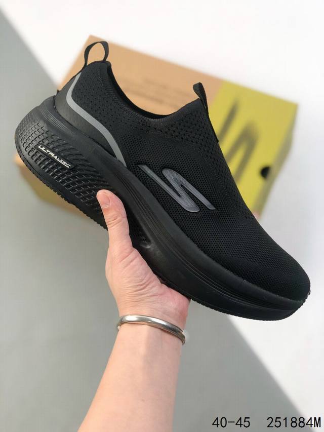 真标Skechers斯凯奇 一脚蹬 舒适网布Tpu減震 低帮跑步鞋 货号:220849 Blk 尺码:40-45 id 251884M