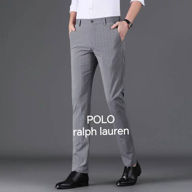 ralph Lauren 劳夫劳伦英伦风条纹西裤男休闲裤商务正装直筒男士修身小脚长裤 经典商务休闲系列 版型干练沉稳但不失休闲 是一条有内涵的好裤子 微廓版简单