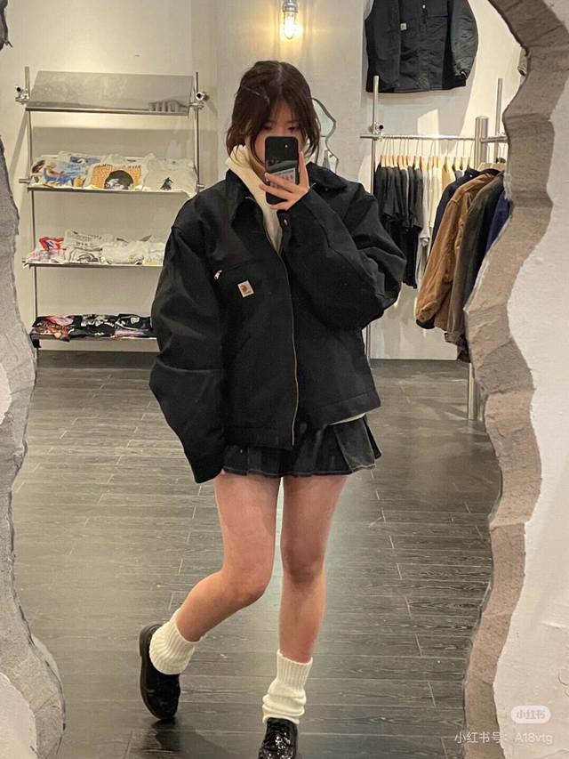 黑色资讯图 carhartt Wip卡哈特经典款底特律拉链夹克情侣款休闲工装外套