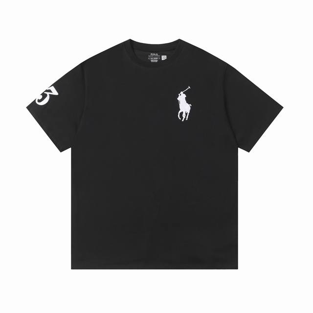 拉夫劳伦Ralph Lauren经典刺绣圆领基础短袖 270克 双纱面料 定织定染螺纹 原版贴纸 扫码可进官网 大版型宽松有型 最大可穿200斤 颜色 黑色白色