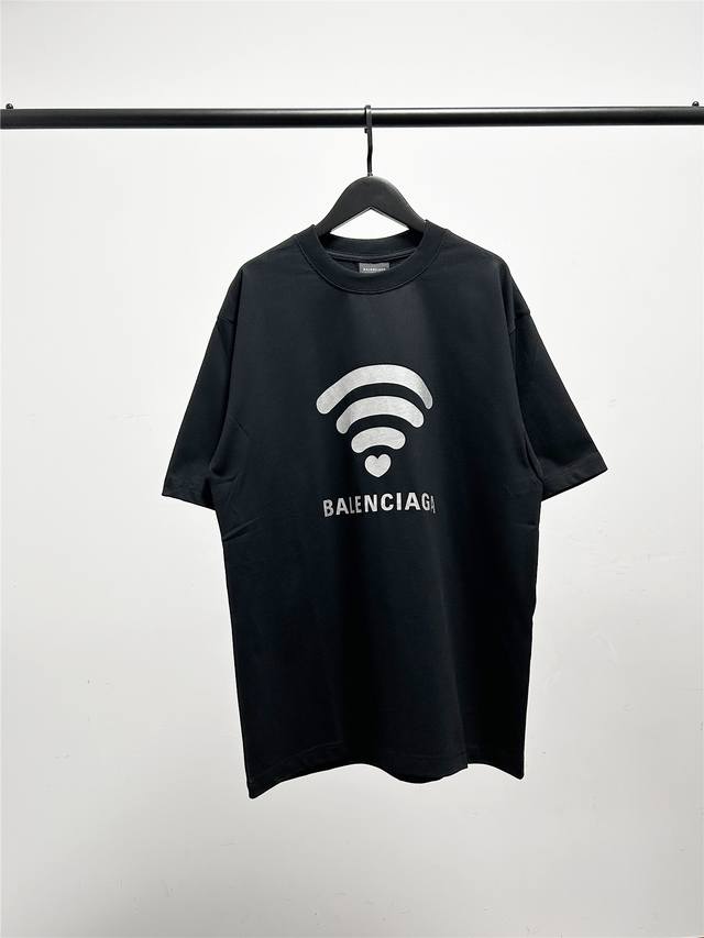 高版本 质量很好 巴黎世家 Balenciaga男女同款Wifi信号爱心短袖T恤 Wifi信号款 明星郑恺苗苗同款 此款尺码偏大 最小Xs穿到145斤左右 最大