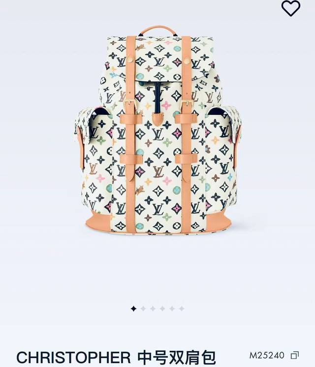 Louis Vuitton Christopher 中号双肩包 M25240 路易威登 Lv 专柜经典款男女情侣款白色老花双肩包 Lv就不用给大家安利啦 路易威