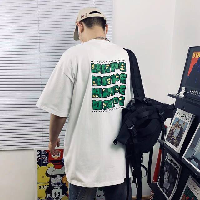 模特细节图# bape Summer Camp猿人头百变字母重工艺印花圆领短袖 高版本 猿人形象 增添潮流 让你成为最靓仔 官网发售款 超级推荐 超人气单品 2
