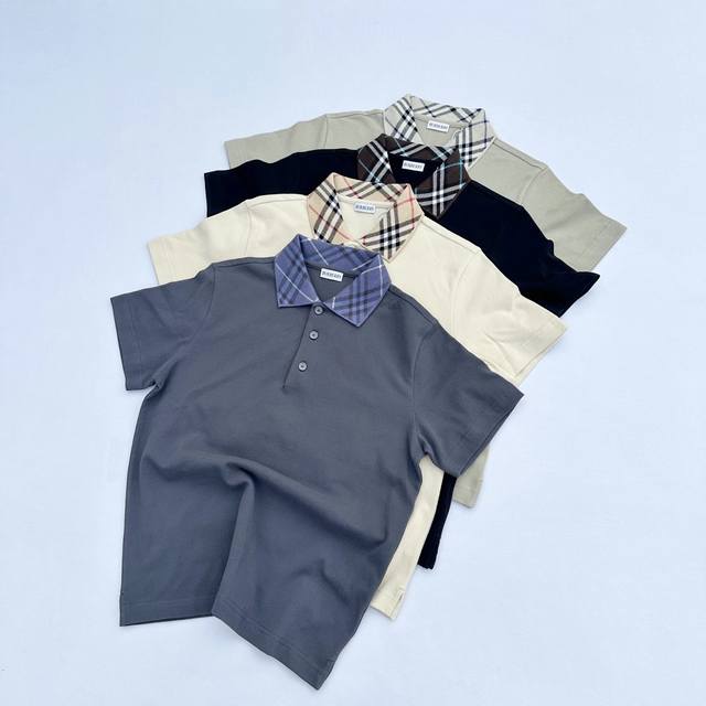 burberry博柏利 Ss25经典新款格纹领polo衫 短袖 4色原版购入 完美还原 全定制 代购高端版本 面料定织32支精梳全棉 克洗水双珠地面料 4色全部