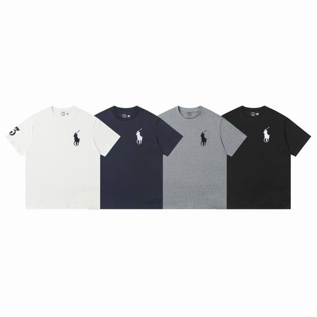 ralph Lauren polo 拉夫劳伦 经典大马Logo印花袖标情侣休闲圆领T恤短袖-原单品质 color 白色 黑色 灰色 藏青色 size S M L