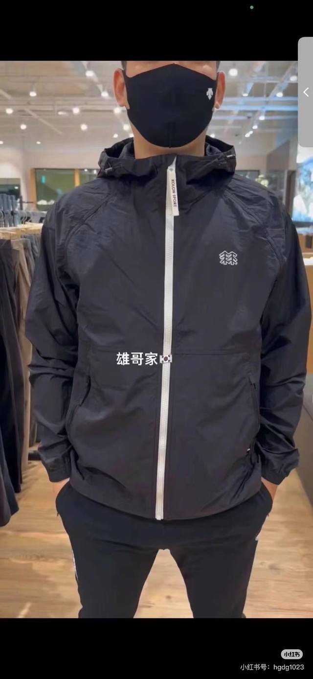 新款上新 可隆Kolon Sport 防风防水防晒速干吸汗户外连帽拉链轻量弹力皮肤衣 防水防风速干防晒夹克 男女同款Upf70+防晒衣内里全包边得物正品1:1打