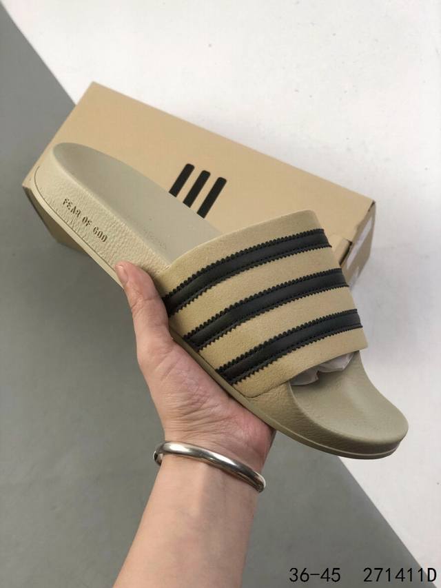 阿迪达斯 Adidas Superstar 三条杠沙滩休闲一字拖鞋 尺码:如图 id:271411 d
