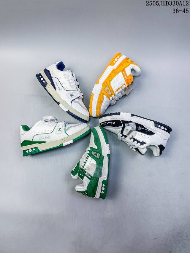 路易威登 Louis Vuitton Lv路易威登板鞋 新款 Lv Trainer最新配色运动鞋 L家 篮球鞋风格运动鞋 该鞋由艺术总监 Virgil Ablo