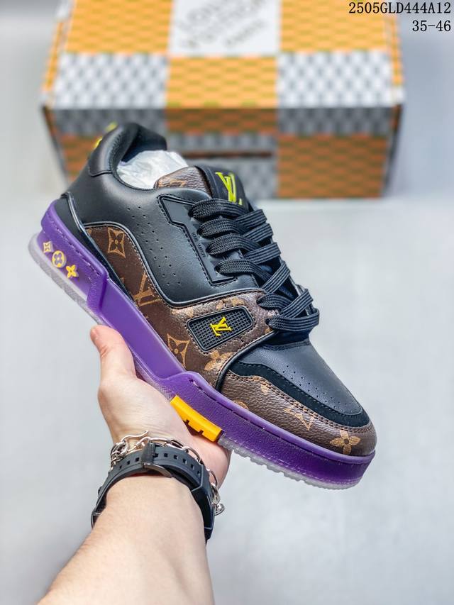 公司级 lv路易威登Louis Vuitton Trail Sneaker Low休闲运动文化百搭篮球板鞋 致Tpr光泽鞋底#耐弯折滴塑支持片#鞋垫嵌入超软脚感