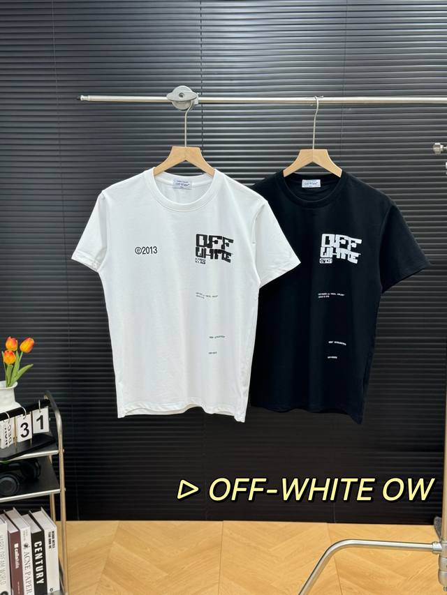 Off-White Ow Tech Marker 徽标印花短袖圆领情侣款T恤 轻奢主义 男女日常通勤穿搭必备单品 正确版本 随意对比 高品质240克高克重爽滑面