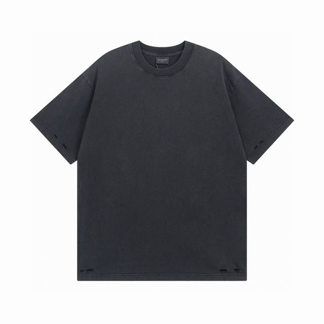balenciaga 巴黎世家 2025 Ss 后背字母Logo水洗磨烂破洞做旧短袖T恤 本市场No.1的质量 真正天花板品质 全部原版开发注意细节图 避免被盗