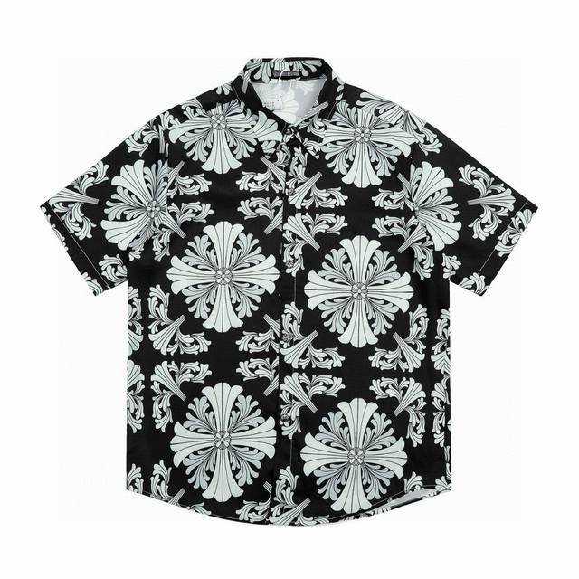 chrome Hearts Ch 克罗心速干十字架沙滩短袖衬衫 正确配置 市场最高版本 2025克罗心正品包装 原版开模 定制五金 辅料 实物超有质感 平台直播