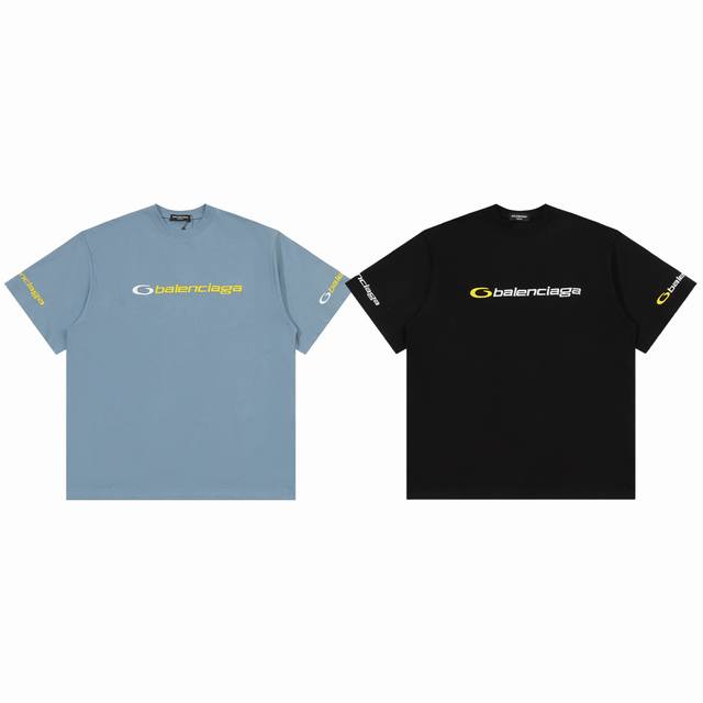 balenciaga 巴黎世家 25Ss 袖标刺绣 Logo 情侣圆领短袖T恤-顶级版本 color 蓝色 黑色 size S M L number 24024