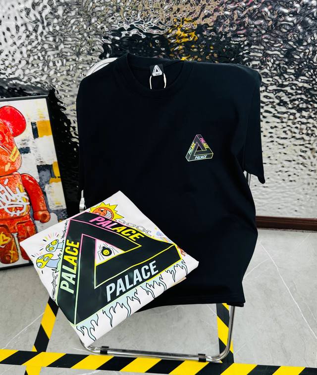 palace25夏季新款印花休闲宽松情侣款 短袖T恤Dt1045 细节:版本一比一复刻 吊牌 领标 水洗 面料 采用40织双纱320克面料 原版1:1高克重 纯